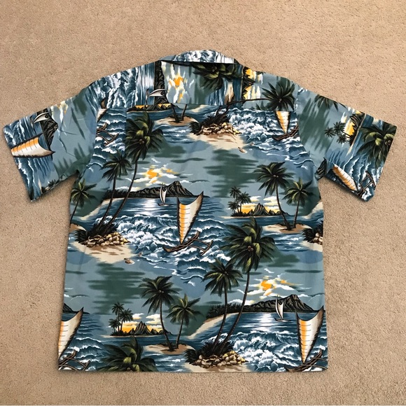 Pacific Legend Mens Hawaiian Shirt XL Extra Large Made In Hawaii Blue Cotton - Picture 3 of 12